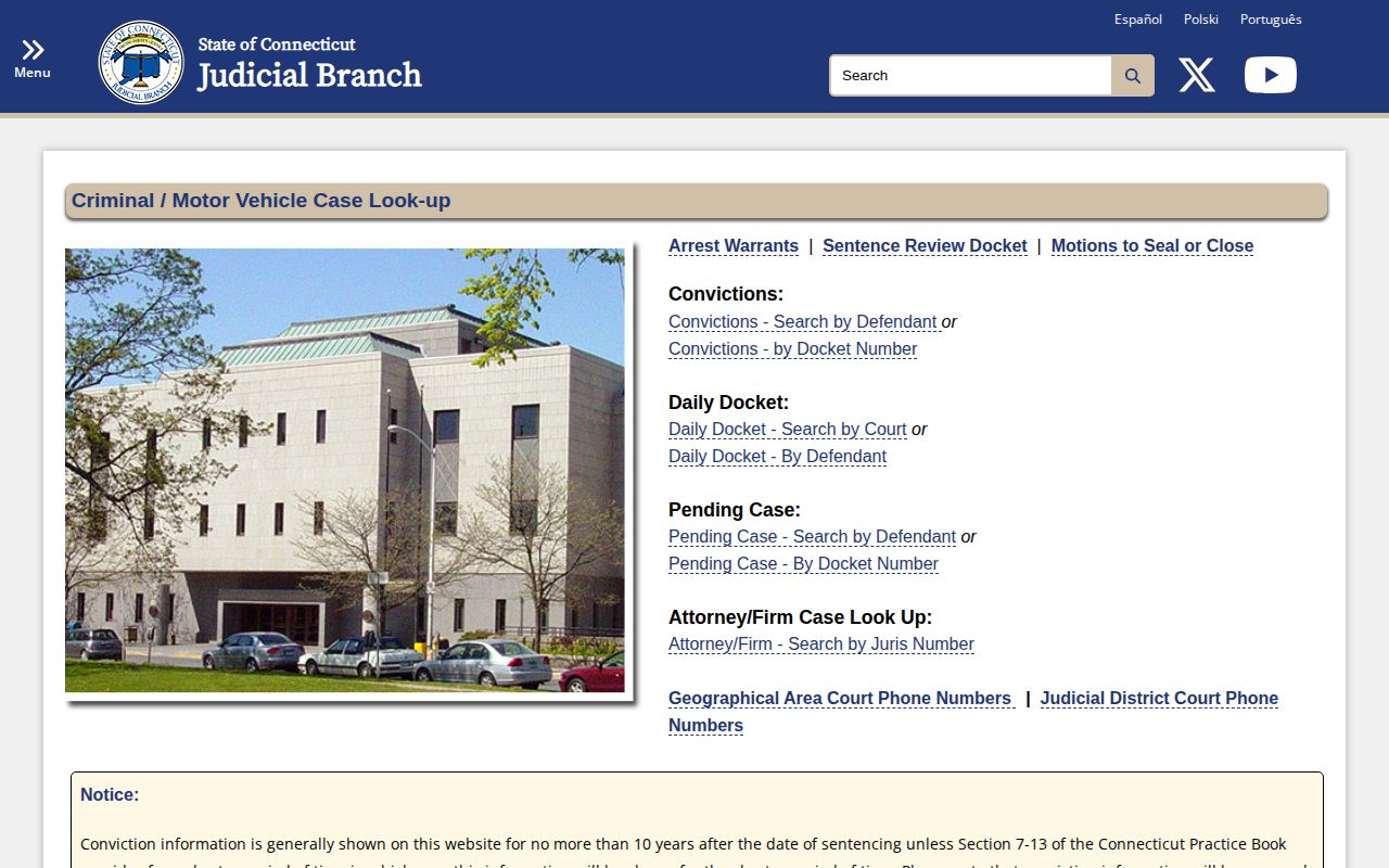 Connecticut court lookup for Bristol released inmate records