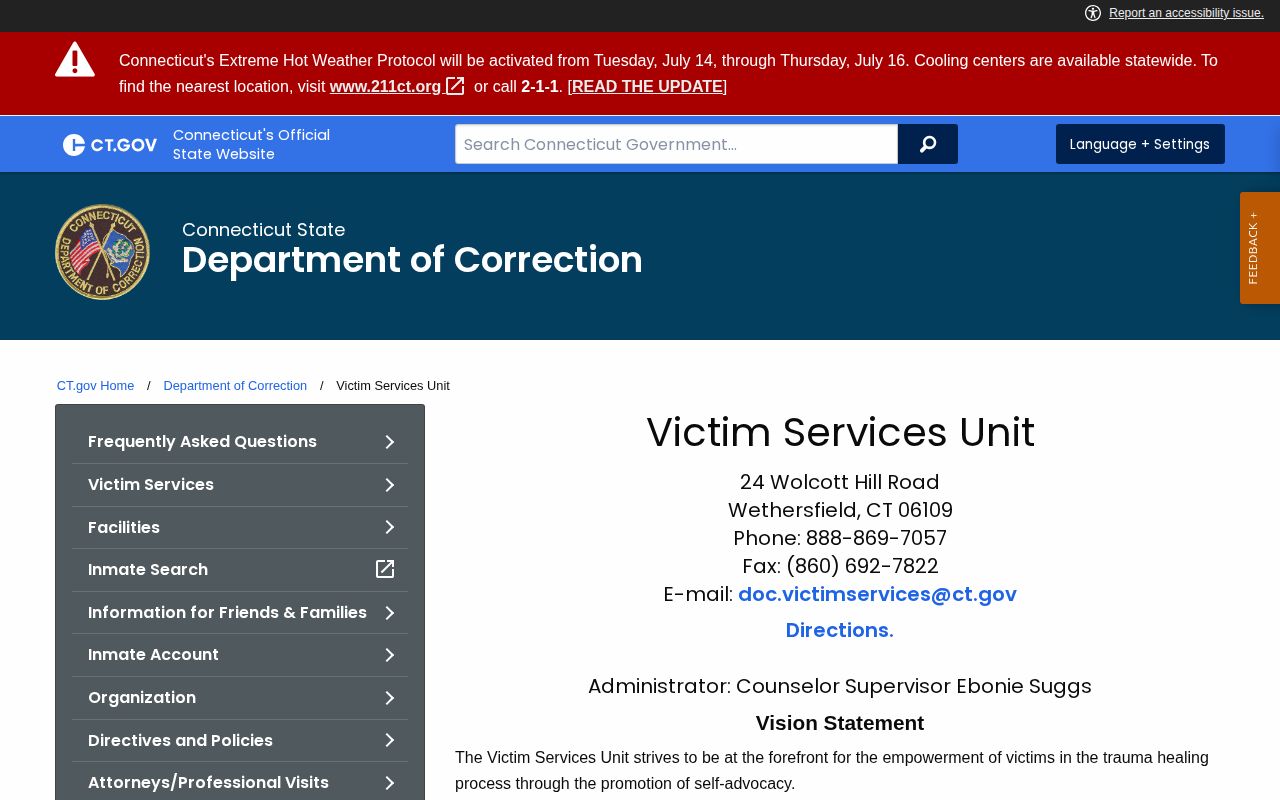 CT DOC Victim Services source for Bristol County VINELink inmate search